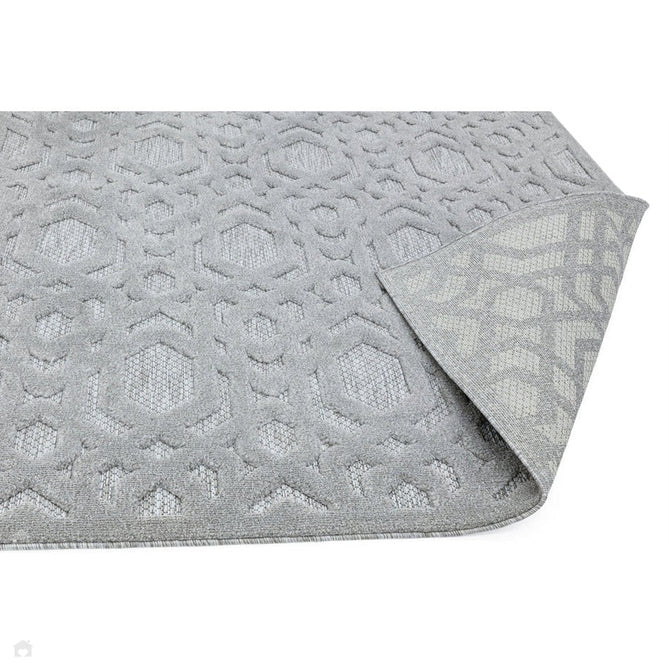 Salta SA03 Modern Geometric Textured Soft-Touch Hi-Low Durable Stain-Resistant Weatherproof Flatweave In-Outdoor Silver Rug-Asiatic Carpets-Rug Love - The Most Loved Rug Store