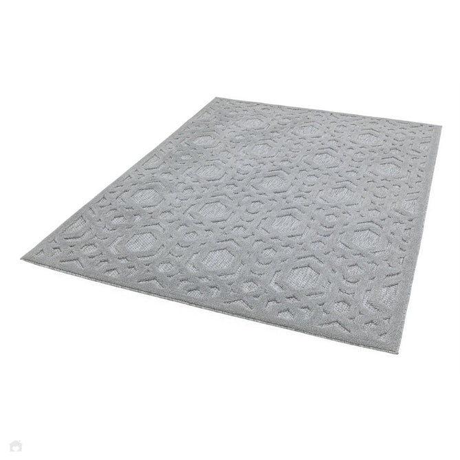 Salta SA03 Modern Geometric Textured Soft-Touch Hi-Low Durable Stain-Resistant Weatherproof Flatweave In-Outdoor Silver Rug-Asiatic Carpets-Rug Love - The Most Loved Rug Store