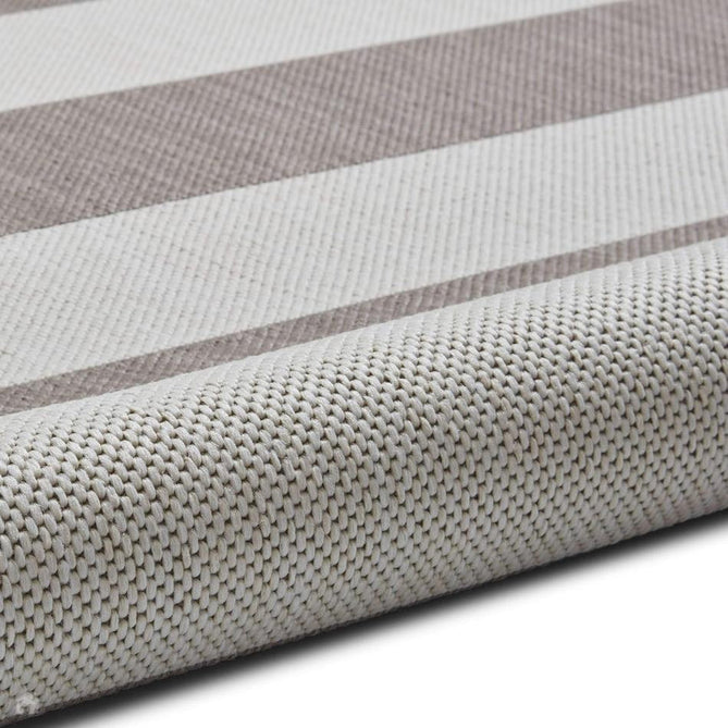 Santa Monica 48644 Striped Durable Stain-Resistant Weatherproof Flatweave In-Outdoor Beige/Cream Rug-Think Rugs-Rug Love - The Most Loved Rug Store