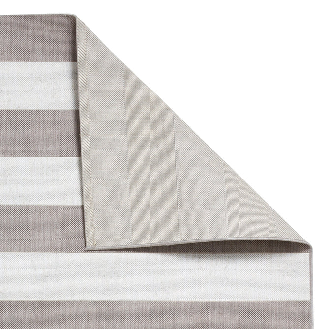 Santa Monica 48644 Striped Durable Stain-Resistant Weatherproof Flatweave In-Outdoor Beige/Cream Rug-Think Rugs-Rug Love - The Most Loved Rug Store