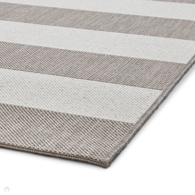 Santa Monica 48644 Striped Durable Stain-Resistant Weatherproof Flatweave In-Outdoor Beige/Cream Rug-Think Rugs-Rug Love - The Most Loved Rug Store