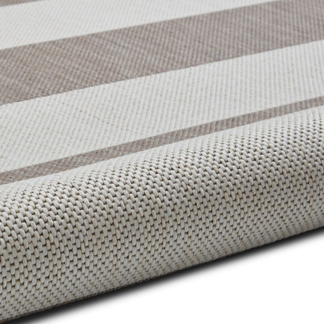 Santa Monica 48644 Striped Durable Stain-Resistant Weatherproof Flatweave In-Outdoor Beige/Cream Rug-Think Rugs-Rug Love - The Most Loved Rug Store