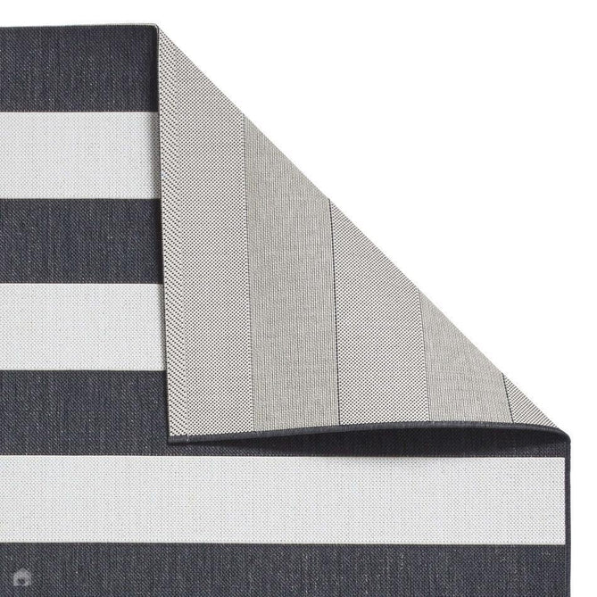 Santa Monica 48644 Striped Durable Stain-Resistant Weatherproof Flatweave In-Outdoor Black/White Rug-Think Rugs-Rug Love - The Most Loved Rug Store