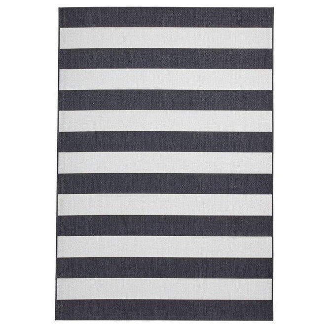Santa Monica 48644 Striped Durable Stain-Resistant Weatherproof Flatweave In-Outdoor Black/White Rug-Think Rugs-Rug Love - The Most Loved Rug Store