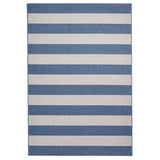 Santa Monica 48644 Striped Durable Stain-Resistant Weatherproof Flatweave In-Outdoor Blue/Light Beige Rug