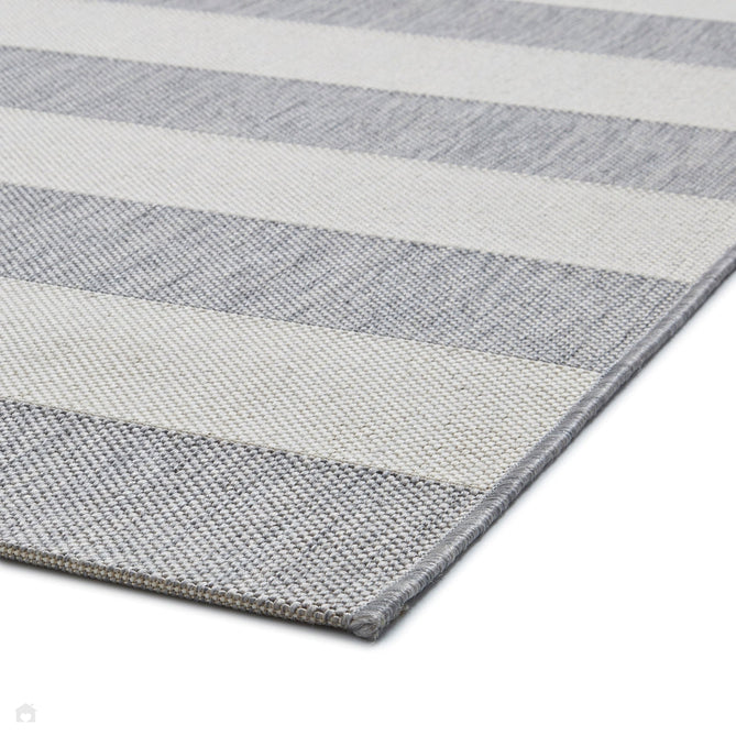 Santa Monica 48644 Striped Durable Stain-Resistant Weatherproof Flatweave In-Outdoor Grey/Light Beige Rug-Think Rugs-Rug Love - The Most Loved Rug Store