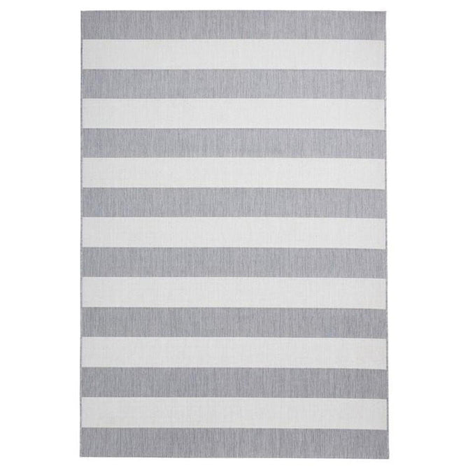 Santa Monica 48644 Striped Durable Stain-Resistant Weatherproof Flatweave In-Outdoor Grey/Light Beige Rug-Think Rugs-Rug Love - The Most Loved Rug Store
