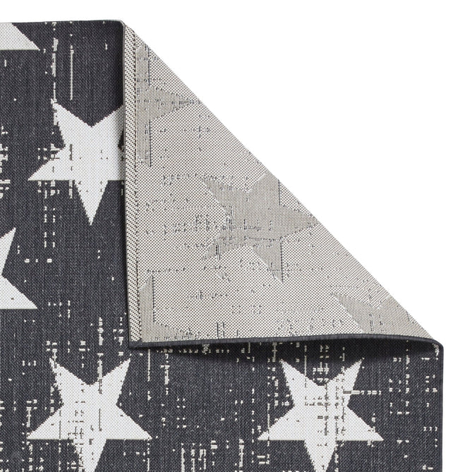 Santa Monica 48648 Star Durable Stain-Resistant Weatherproof Flatweave In-Outdoor Black/White Rug-Think Rugs-Rug Love - The Most Loved Rug Store