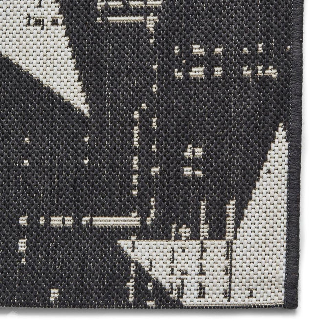 Santa Monica 48648 Star Durable Stain-Resistant Weatherproof Flatweave In-Outdoor Black/White Rug-Think Rugs-Rug Love - The Most Loved Rug Store