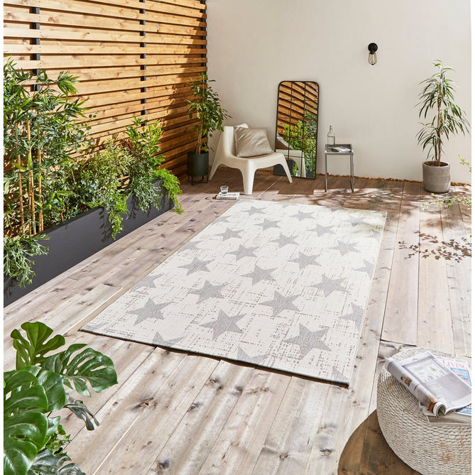 Santa Monica 48648 Star Durable Stain-Resistant Weatherproof Flatweave In-Outdoor Cream/Grey Rug-Think Rugs-Rug Love - The Most Loved Rug Store
