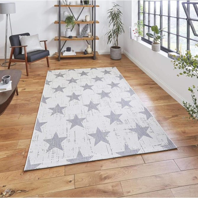 Santa Monica 48648 Star Durable Stain-Resistant Weatherproof Flatweave In-Outdoor Cream/Grey Rug-Think Rugs-Rug Love - The Most Loved Rug Store