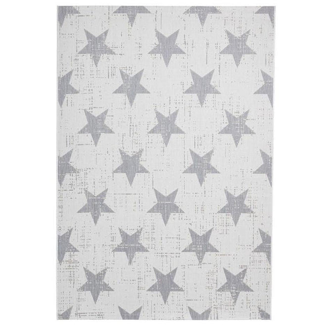 Santa Monica 48648 Star Durable Stain-Resistant Weatherproof Flatweave In-Outdoor Cream/Grey Rug-Think Rugs-Rug Love - The Most Loved Rug Store