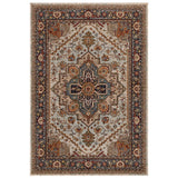 Sarouk 1144 W Traditional Persian Floral Medallion Border Soft-Touch Woven Polyester Flatweave Muted Blue/Cream/Red/Multicolour Rug