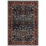 Sarouk 5096 B Traditional Persian Floral Medallion Border Soft-Touch Woven Polyester Flatweave Muted Blue/Red/Cream/Multicolour Rug