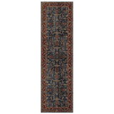Sarouk 5096 B Traditional Persian Floral Medallion Border Soft-Touch Woven Polyester Flatweave Muted Blue/Red/Cream/Multicolour Runner