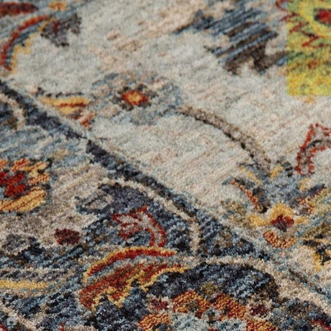 Sarouk 53 X Traditional Persian Floral Medallion Border Soft-Touch Woven Polyester Flatweave Muted Blue/Cream/Grey/Red/Multicolour Runner-Oriental Weavers-Rug Love - The Most Loved Rug Store