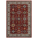 Sarouk 561 C Traditional Persian Floral Medallion Border Soft-Touch Woven Polyester Flatweave Muted Red/Blue/Cream/Grey/Multicolour Rug