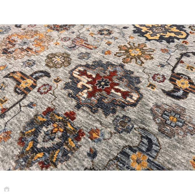 Sarouk 561 W Traditional Persian Floral Medallion Border Smooth Soft-Touch Woven Polyester Low Profile Short Pile Muted Blue/Cream/Grey/Multicolour Rug 240 x 340 cm-Shop Returns-Rug Love - The Most Loved Rug Store