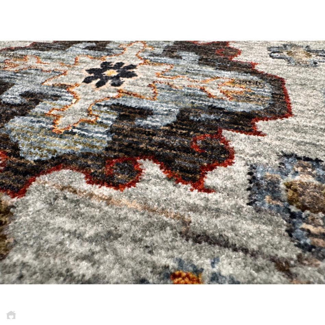 Sarouk 561 W Traditional Persian Floral Medallion Border Smooth Soft-Touch Woven Polyester Low Profile Short Pile Muted Blue/Cream/Grey/Multicolour Rug 240 x 340 cm-Shop Returns-Rug Love - The Most Loved Rug Store