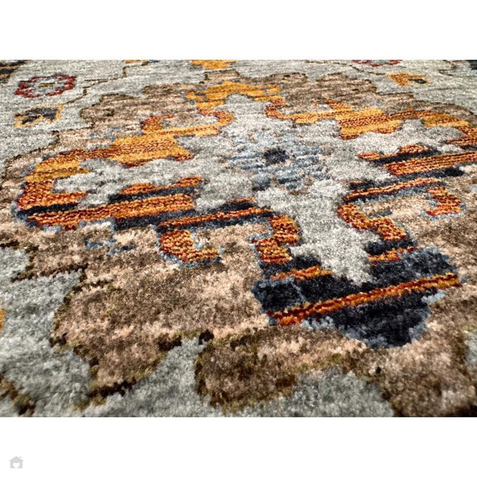 Sarouk 561 W Traditional Persian Floral Medallion Border Smooth Soft-Touch Woven Polyester Low Profile Short Pile Muted Blue/Cream/Grey/Multicolour Rug 240 x 340 cm-Shop Returns-Rug Love - The Most Loved Rug Store