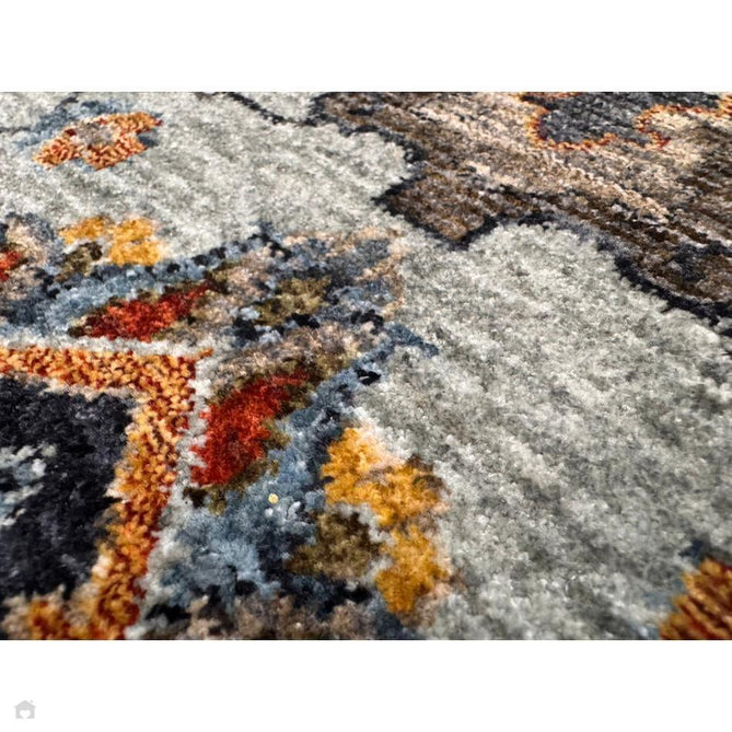 Sarouk 561 W Traditional Persian Floral Medallion Border Smooth Soft-Touch Woven Polyester Low Profile Short Pile Muted Blue/Cream/Grey/Multicolour Rug 240 x 340 cm-Shop Returns-Rug Love - The Most Loved Rug Store