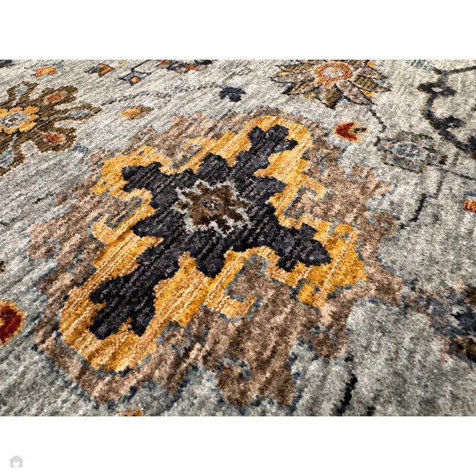 Sarouk 561 W Traditional Persian Floral Medallion Border Smooth Soft-Touch Woven Polyester Low Profile Short Pile Muted Blue/Cream/Grey/Multicolour Rug 240 x 340 cm-Shop Returns-Rug Love - The Most Loved Rug Store