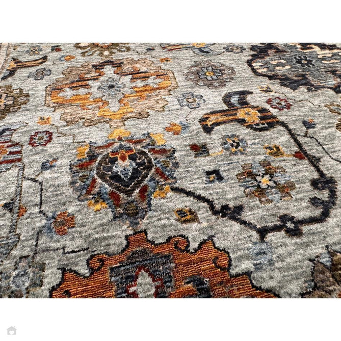Sarouk 561 W Traditional Persian Floral Medallion Border Smooth Soft-Touch Woven Polyester Low Profile Short Pile Muted Blue/Cream/Grey/Multicolour Rug 240 x 340 cm-Shop Returns-Rug Love - The Most Loved Rug Store