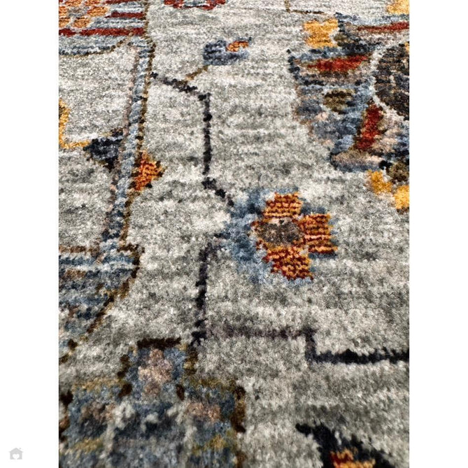 Sarouk 561 W Traditional Persian Floral Medallion Border Smooth Soft-Touch Woven Polyester Low Profile Short Pile Muted Blue/Cream/Grey/Multicolour Rug 240 x 340 cm-Shop Returns-Rug Love - The Most Loved Rug Store