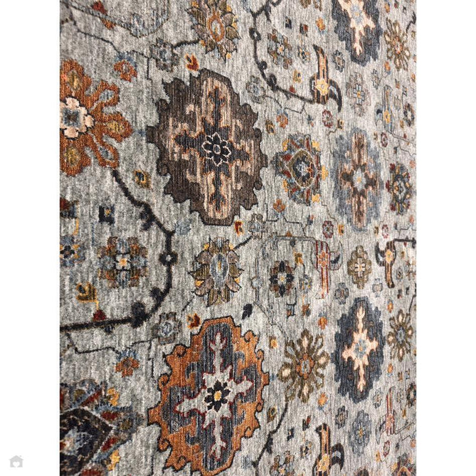 Sarouk 561 W Traditional Persian Floral Medallion Border Smooth Soft-Touch Woven Polyester Low Profile Short Pile Muted Blue/Cream/Grey/Multicolour Rug 240 x 340 cm-Shop Returns-Rug Love - The Most Loved Rug Store