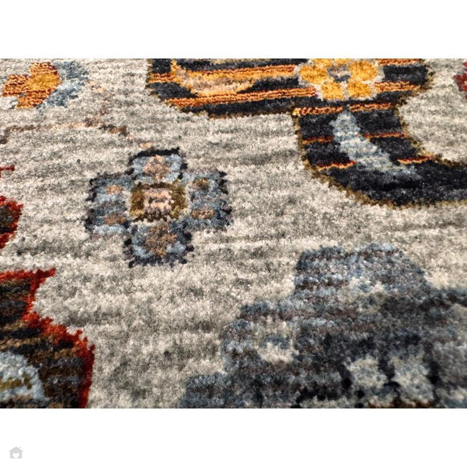 Sarouk 561 W Traditional Persian Floral Medallion Border Smooth Soft-Touch Woven Polyester Low Profile Short Pile Muted Blue/Cream/Grey/Multicolour Rug 240 x 340 cm-Shop Returns-Rug Love - The Most Loved Rug Store