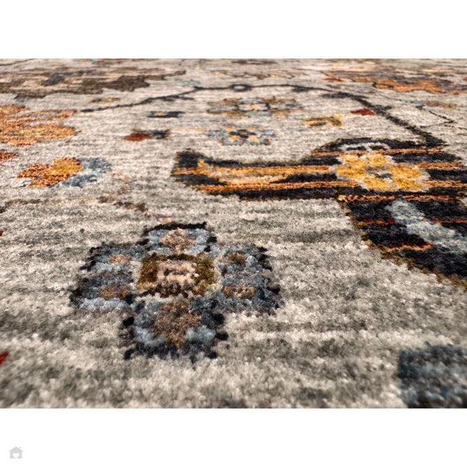 Sarouk 561 W Traditional Persian Floral Medallion Border Smooth Soft-Touch Woven Polyester Low Profile Short Pile Muted Blue/Cream/Grey/Multicolour Rug 240 x 340 cm-Shop Returns-Rug Love - The Most Loved Rug Store