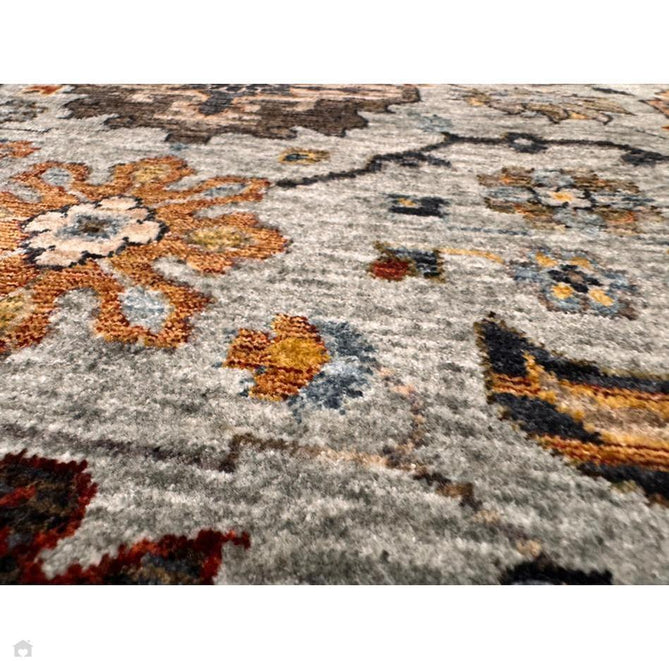 Sarouk 561 W Traditional Persian Floral Medallion Border Smooth Soft-Touch Woven Polyester Low Profile Short Pile Muted Blue/Cream/Grey/Multicolour Rug 240 x 340 cm-Shop Returns-Rug Love - The Most Loved Rug Store