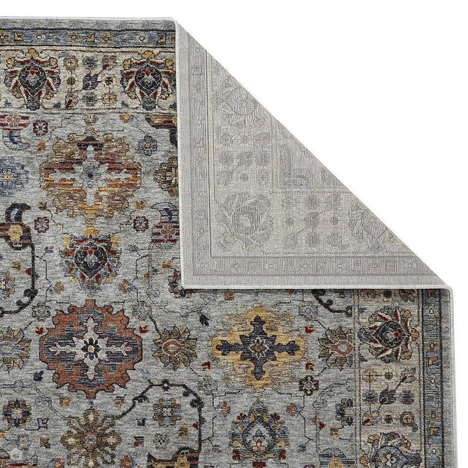 Sarouk 561 W Traditional Persian Floral Medallion Border Smooth Soft-Touch Woven Polyester Low Profile Short Pile Muted Blue/Cream/Grey/Multicolour Rug 240 x 340 cm-Shop Returns-Rug Love - The Most Loved Rug Store
