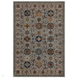 Sarouk 561 W Traditional Persian Floral Medallion Border Smooth Soft-Touch Woven Polyester Low Profile Short Pile Muted Blue/Cream/Grey/Multicolour Rug 240 x 340 cm