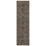 Sarouk 561 W Traditional Persian Floral Medallion Border Soft-Touch Woven Polyester Flatweave Muted Blue/Cream/Grey/Multicolour Runner