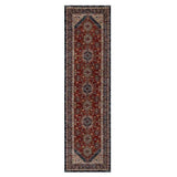 Sarouk 8022 E Traditional Persian Floral Medallion Border Soft-Touch Woven Polyester Flatweave Muted Red/Blue/Cream/Multicolour Runner