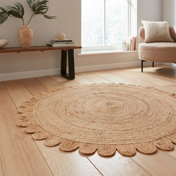 Savannah Jute Scallop Natural Round Rug-Think Rugs-Rug Love - The Most Loved Rug Store