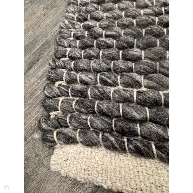 Savannah Modern Plain Mottled Beaded Pebble Chunky Hand-Woven Textured Felted Wool Yarn Looped Pile Charcoal Grey/Ash Grey/Ivory Rug-Melrose-Rug Love - The Most Loved Rug Store