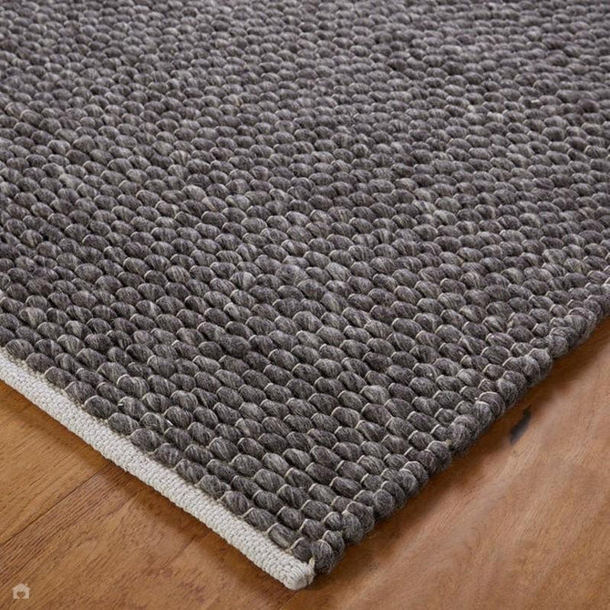Savannah Modern Plain Mottled Beaded Pebble Chunky Hand-Woven Textured Felted Wool Yarn Looped Pile Charcoal Grey/Ash Grey/Ivory Rug-Melrose-Rug Love - The Most Loved Rug Store