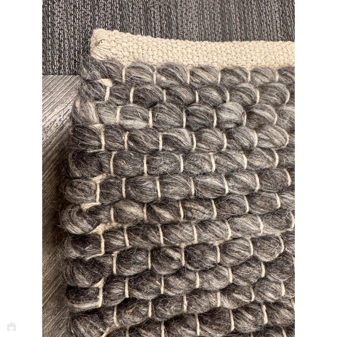 Savannah Modern Plain Mottled Beaded Pebble Chunky Hand-Woven Textured Felted Wool Yarn Looped Pile Charcoal Grey/Ash Grey/Ivory Rug-Melrose-Rug Love - The Most Loved Rug Store