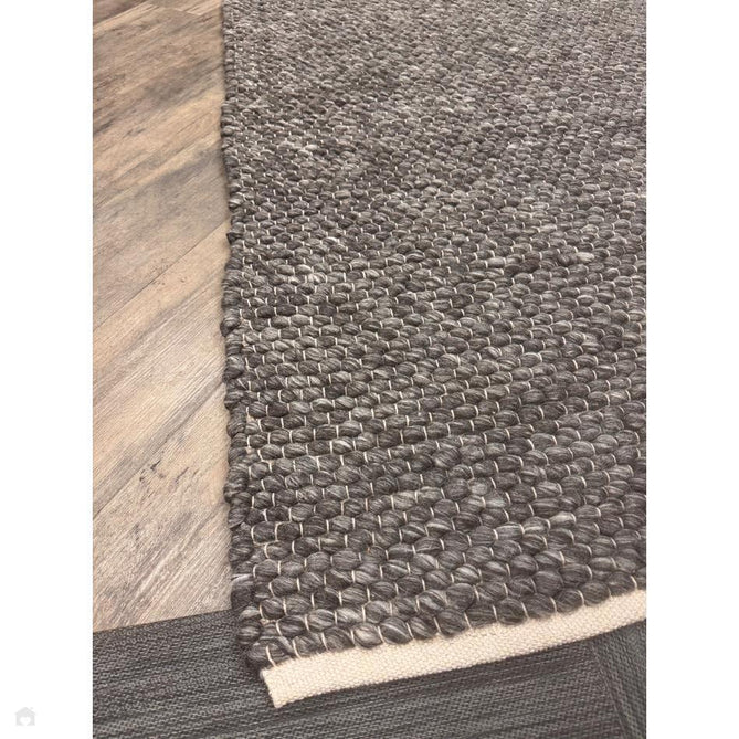 Savannah Modern Plain Mottled Beaded Pebble Chunky Hand-Woven Textured Felted Wool Yarn Looped Pile Charcoal Grey/Ash Grey/Ivory Rug-Melrose-Rug Love - The Most Loved Rug Store