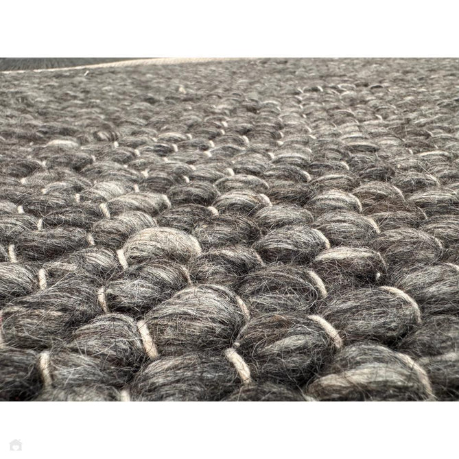 Savannah Modern Plain Mottled Beaded Pebble Chunky Hand-Woven Textured Felted Wool Yarn Looped Pile Charcoal Grey/Ash Grey/Ivory Rug-Melrose-Rug Love - The Most Loved Rug Store