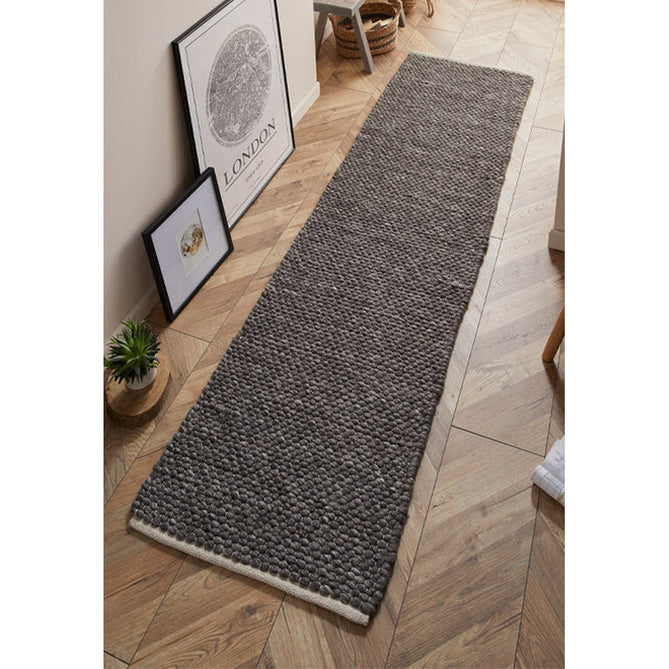 Savannah Modern Plain Mottled Beaded Pebble Chunky Hand-Woven Textured Felted Wool Yarn Looped Pile Charcoal Grey/Ash Grey/Ivory Rug-Melrose-Rug Love - The Most Loved Rug Store