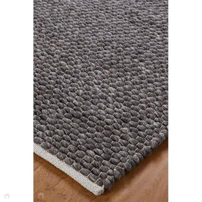 Savannah Modern Plain Mottled Beaded Pebble Chunky Hand-Woven Textured Felted Wool Yarn Looped Pile Charcoal Grey/Ash Grey/Ivory Runner-Melrose-Rug Love - The Most Loved Rug Store