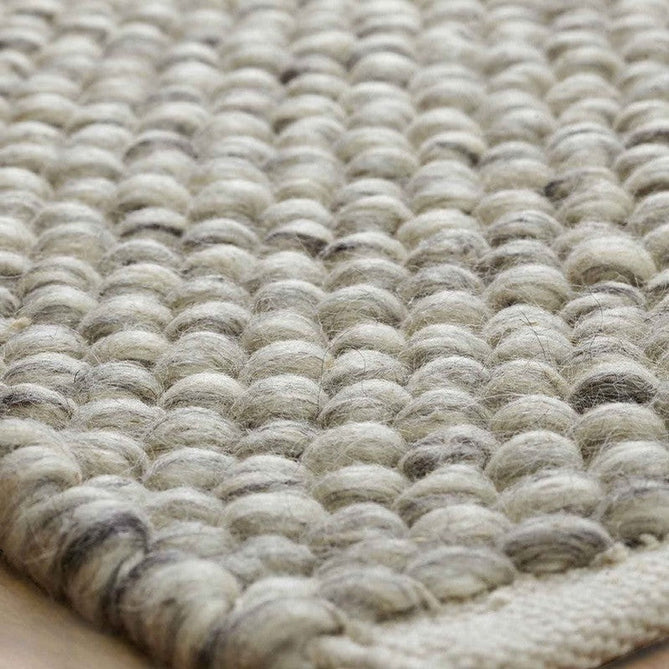 Savannah Modern Plain Mottled Beaded Pebble Chunky Hand-Woven Textured Felted Wool Yarn Looped Pile Cream/Grey Rug-Melrose-Rug Love - The Most Loved Rug Store