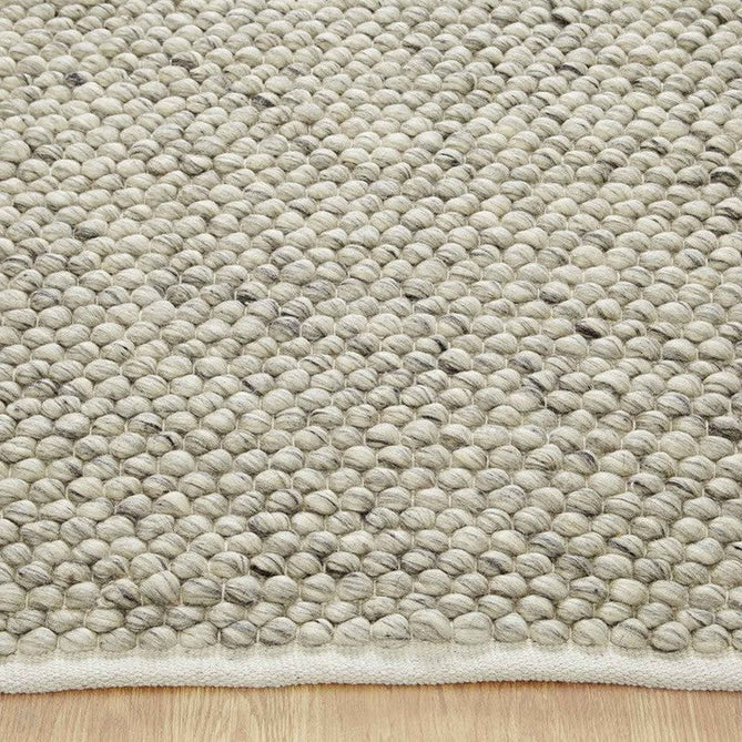 Savannah Modern Plain Mottled Beaded Pebble Chunky Hand-Woven Textured Felted Wool Yarn Looped Pile Cream/Grey Rug-Melrose-Rug Love - The Most Loved Rug Store