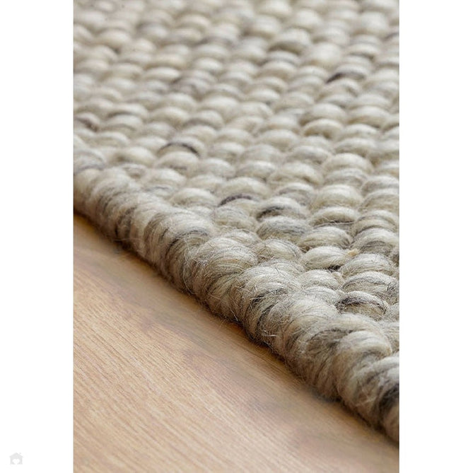 Savannah Modern Plain Mottled Beaded Pebble Chunky Hand-Woven Textured Felted Wool Yarn Looped Pile Cream/Grey Runner-Melrose-Rug Love - The Most Loved Rug Store