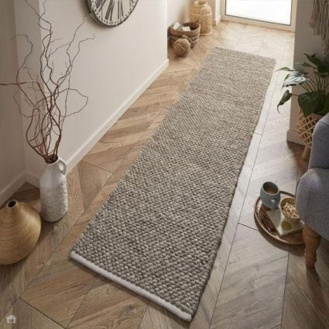 Savannah Modern Plain Mottled Beaded Pebble Chunky Hand-Woven Textured Felted Wool Yarn Looped Pile Taupe/Grey/Ivory Runner-Melrose-Rug Love - The Most Loved Rug Store