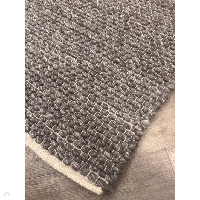 Savannah Modern Plain Mottled Beaded Pebble Hand-Woven Textured Wool Flat-Pile Charcoal Rug-Melrose-Rug Love - The Most Loved Rug Store