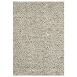 Savannah Modern Plain Mottled Beaded Pebble Chunky Hand-Woven Textured Felted Wool Yarn Looped Pile Cream/Grey Rug